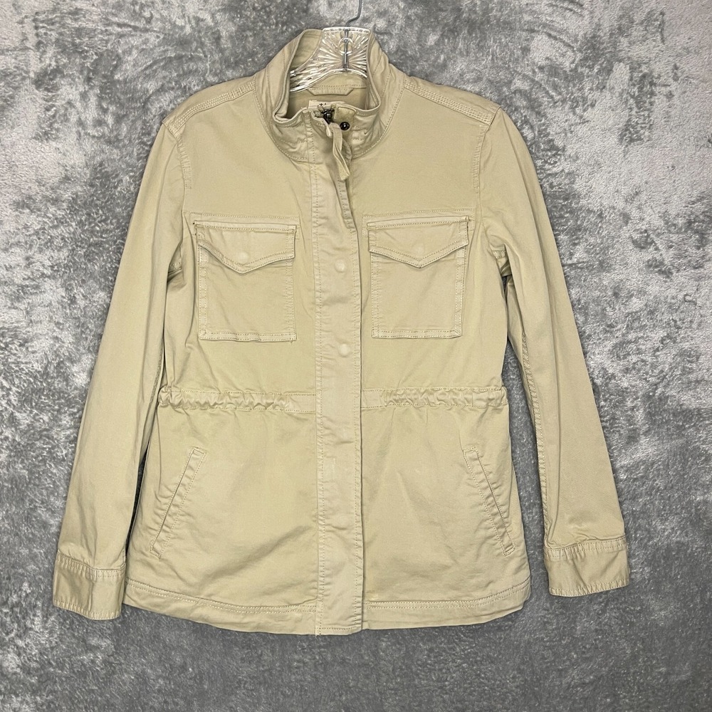 Style Co Women Full Zip Jacket XS Neutral Minimalist Cinch Utility Safari